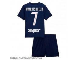 Paris Saint-Germain Khvicha Kvaratskhelia #7 Domáci Detský futbalový dres 2025-26 Krátky Rukáv (+ trenírky)